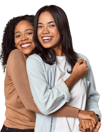 Happy LGBTQ+ couple hugging each other